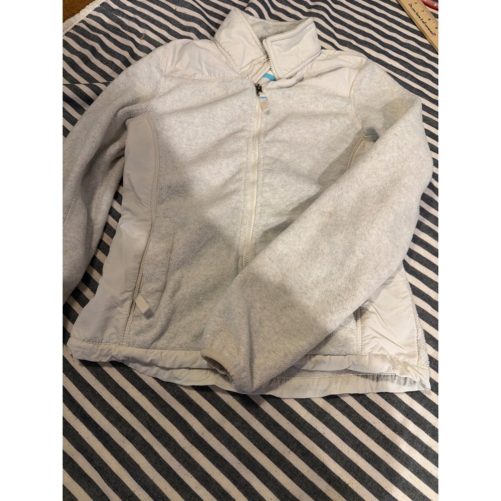 Aeropostale Womens Cream Full Zip Fleece‎ Mixed Media Jacket Size M Mock Neck